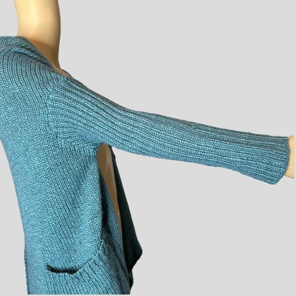 Romeo Juliet Womens Cardigan Open Sweater Medium M Green Wool Stretch Oversize - Picture 6 of 13